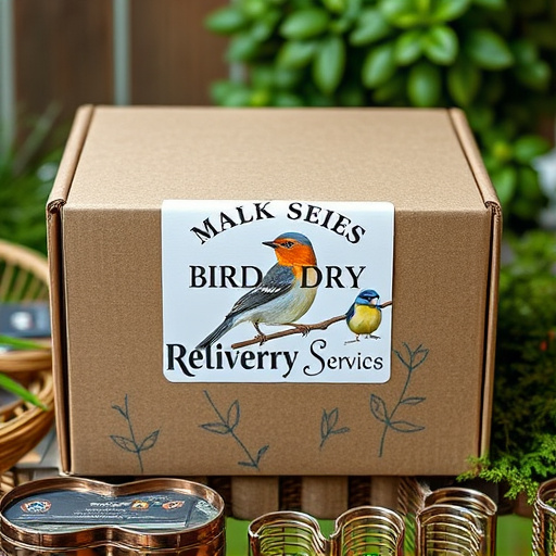 UK delivery box with bird seed label