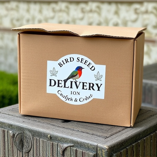 UK delivery box with bird seed label