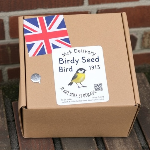 UK delivery box with bird seed label
