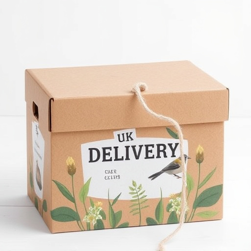 UK delivery box with bird seed label