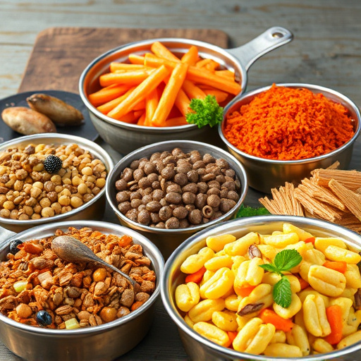 Variety of wild bird food in dishes