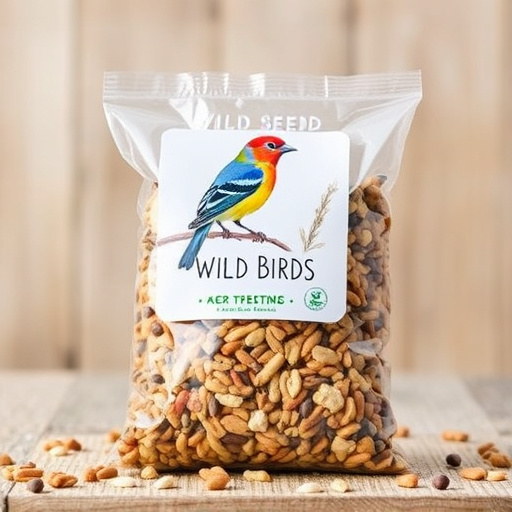 Wild bird seed mix in packaging