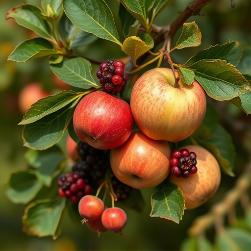 Apples and berries left for birds