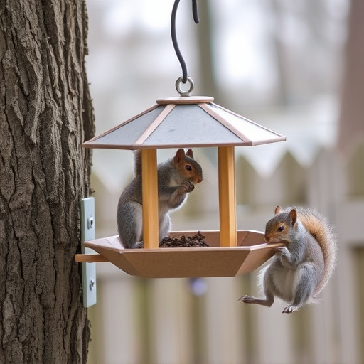 Backyard feeder protected from squirrel raids