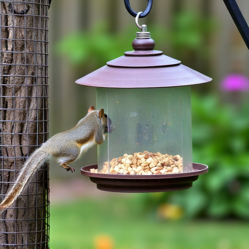 Backyard feeder protected from squirrel raids