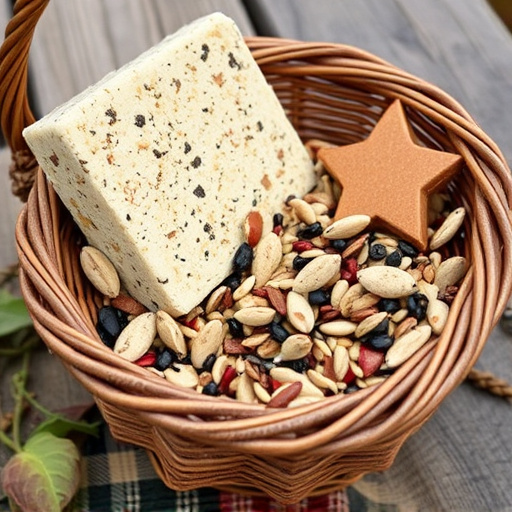 Basket with suet blocks and seed mix
