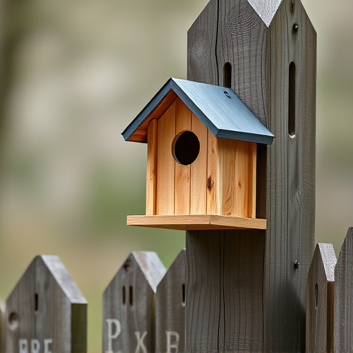 Bird box attached to fence post