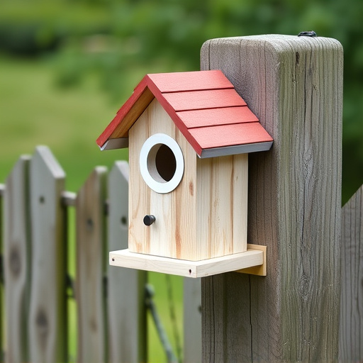 Bird box attached to fence post