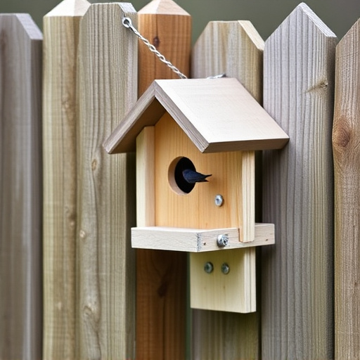 Bird box attached to fence post