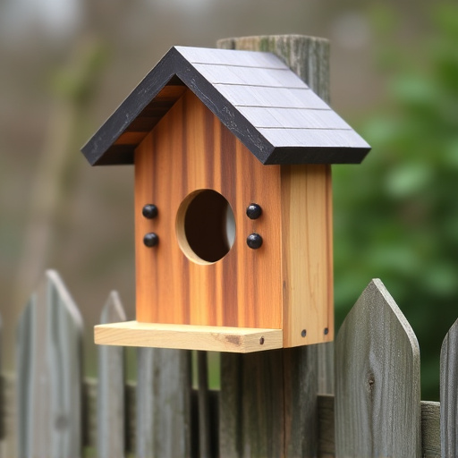 Bird box attached to fence post