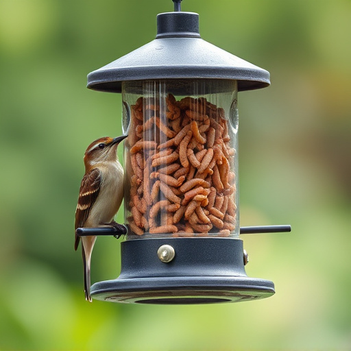 Bird feeder filled with mealworms only