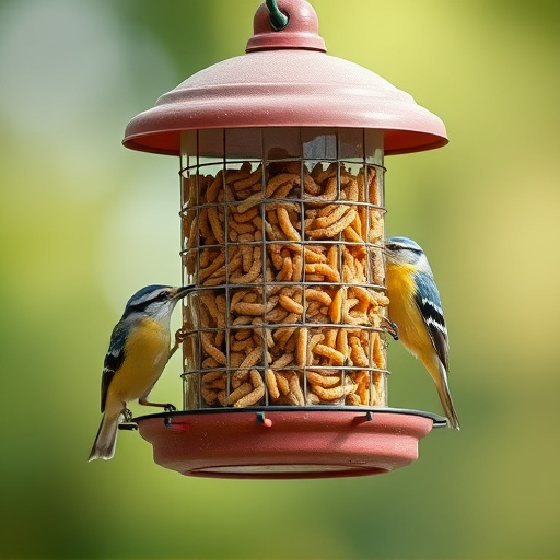 Bird feeder filled with mealworms only