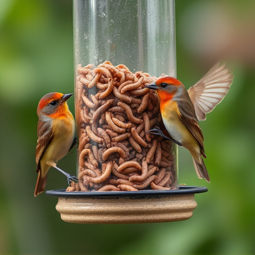Bird feeder filled with mealworms only