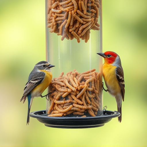 Bird feeder filled with mealworms only