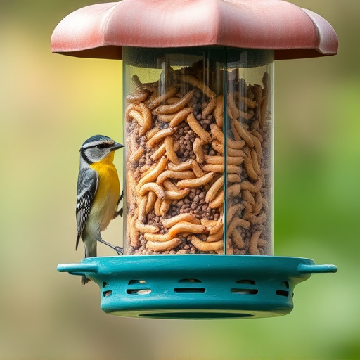 Bird feeder filled with mealworms only