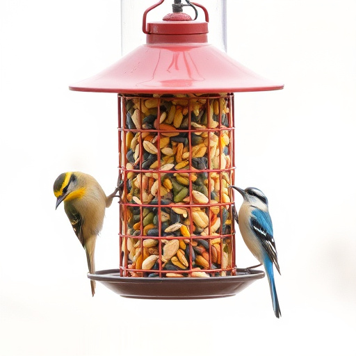 Bird feeder filled with mixed seeds
