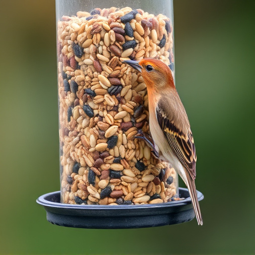 Bird feeder filled with mixed seeds