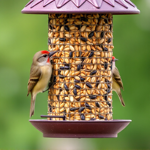 Bird feeder filled with mixed seeds