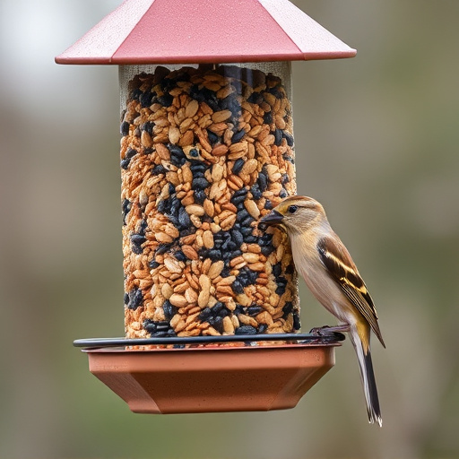 Bird feeder filled with mixed seeds