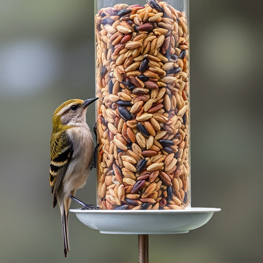 Bird feeder filled with mixed seeds