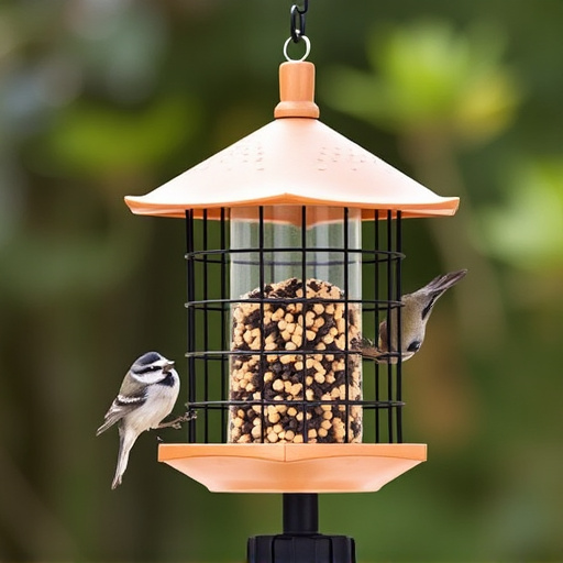 Bird feeder hanging with squirrel proof cage