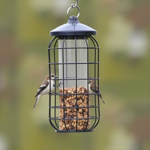Bird feeder hanging with squirrel proof cage
