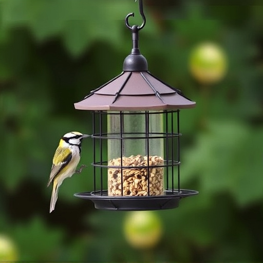 Bird feeder hanging with squirrel proof cage