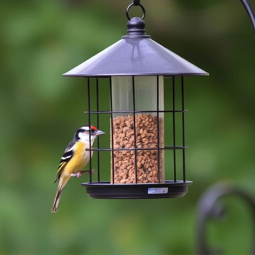 Bird feeder hanging with squirrel proof cage