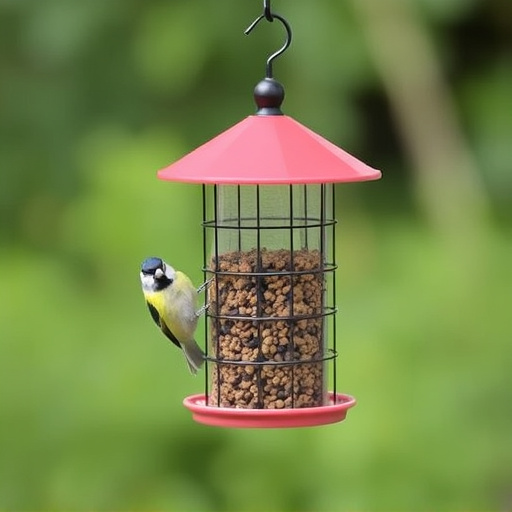 Bird feeder hanging with squirrel proof cage