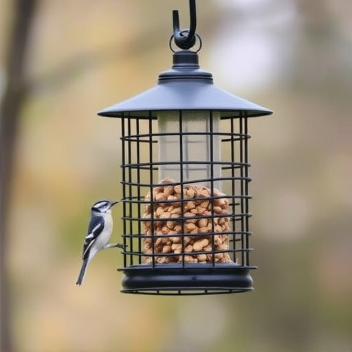 Bird feeder hanging with squirrel proof cage