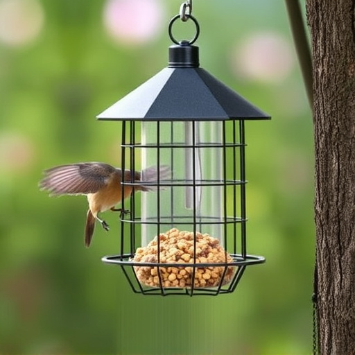 Bird feeder hanging with squirrel proof cage