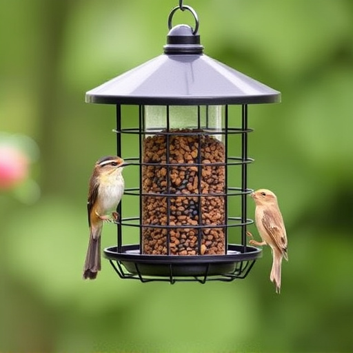 Bird feeder with rotating squirrel guard