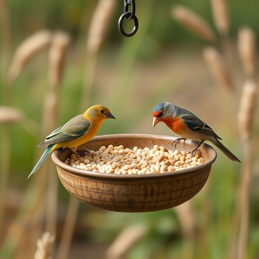 Bird feeding bowl with no wheat food