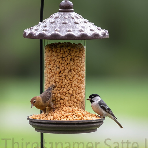 Bird feeding station stocked with suet pellets