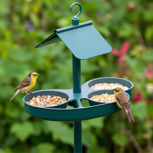 Bird feeding station with seed trays
