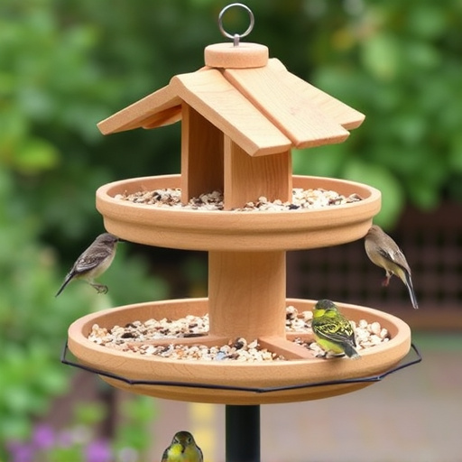 Bird feeding station with seed trays