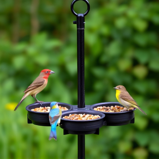 Bird feeding station with seed trays