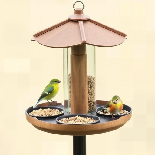 Bird feeding station with seed trays
