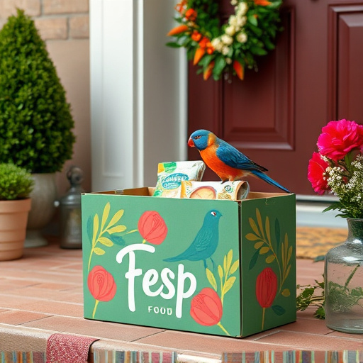 Bird food delivery box on doorstep