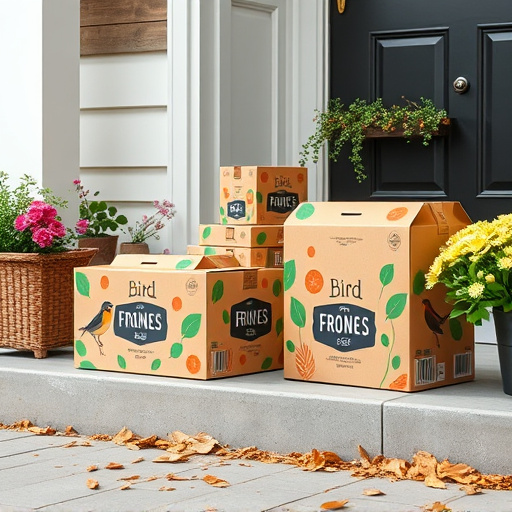 Bird food delivery boxes on doorstep