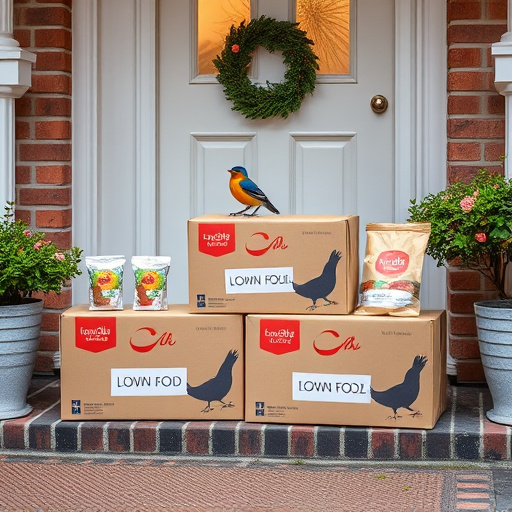 Bird food delivery boxes on doorstep