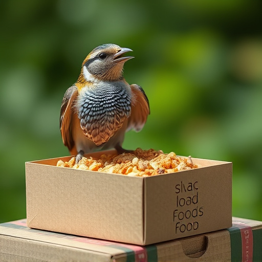 Bird food delivery with feathers on box