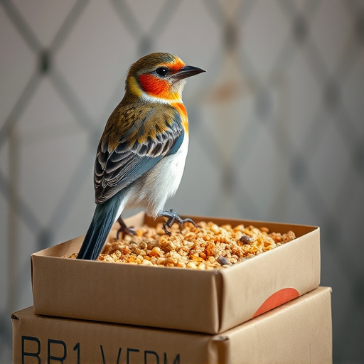 Bird food delivery with feathers on box