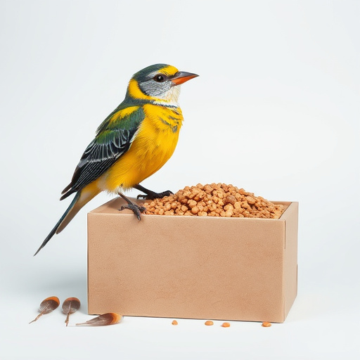 Bird food delivery with feathers on box
