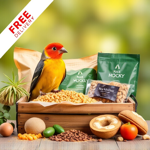 Bird food parcel with free delivery label