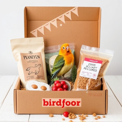 Bird food parcel with free delivery label