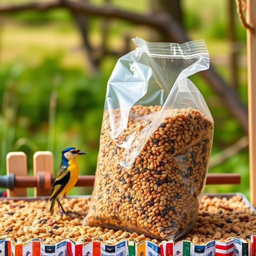 Bird seed bulk packaging outdoors