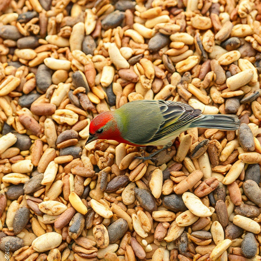 Bird seed pile with natural textures