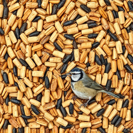 Bird seed pile with natural textures