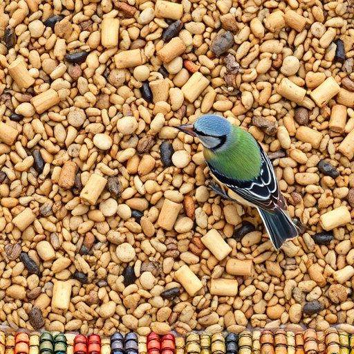 Bird seed pile with natural textures